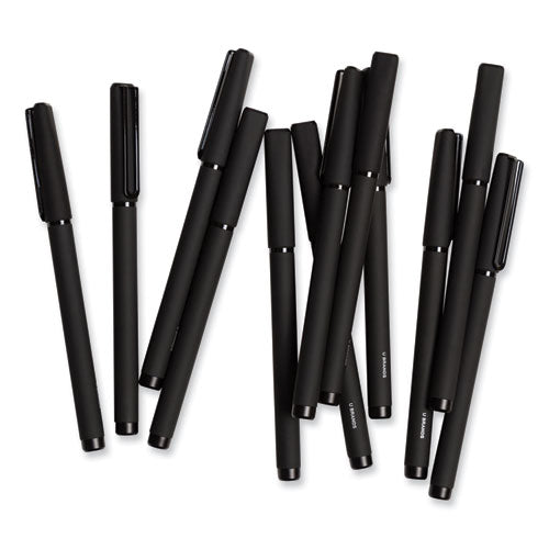 Image of U Brands Catalina Soft Touch Porous Point Pen, Stick, Fine 0.7 mm, Black Ink, Black Barrel, Dozen