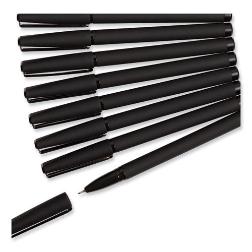 Image of U Brands Catalina Soft Touch Porous Point Pen, Stick, Fine 0.7 mm, Black Ink, Black Barrel, Dozen