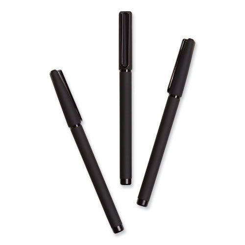 Image of U Brands Catalina Soft Touch Porous Point Pen, Stick, Fine 0.7 mm, Black Ink, Black Barrel, Dozen