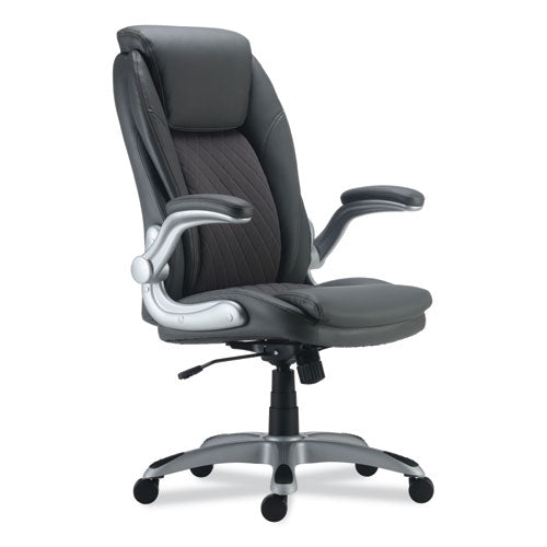 Image of Alera® Alera Leithen Bonded Leather Midback Chair, Supports Up to 275 lb, Gray Seat/Back, Silver Base