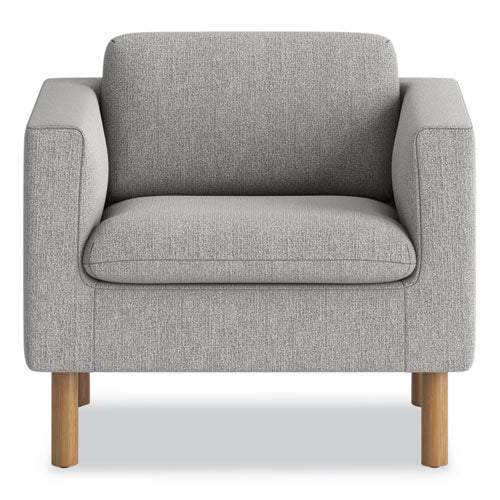 Image of HON® Parkwyn Series Club Chair, 33" x 26.75" x 29", Gray Seat, Gray Back, Oak Base