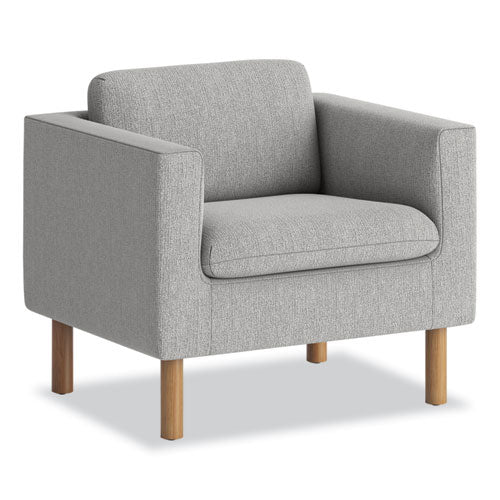 Image of HON® Parkwyn Series Club Chair, 33" x 26.75" x 29", Gray Seat, Gray Back, Oak Base