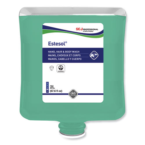 Image of SC Johnson Professional® Estesol Hand, Hair and Body Cleaner Manual Cartridge, Rainforest Scent, 2 L, 4/Carton