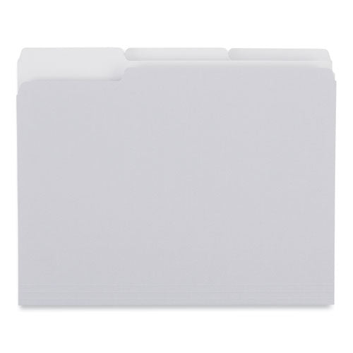 Image of Universal® Top Tab File Folders, 1/3-Cut Tabs: Assorted, Letter Size, 0.75" Expansion, Gray, 100/Box