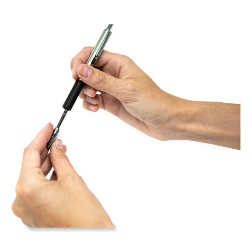 Image of Zebra® F-402 Ballpoint Pen, Retractable, Fine 0.7 Mm, Black Ink, Stainless Steel/black Barrel, 2/pack