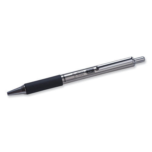 Image of Zebra® F-402 Ballpoint Pen, Retractable, Fine 0.7 Mm, Black Ink, Stainless Steel/black Barrel