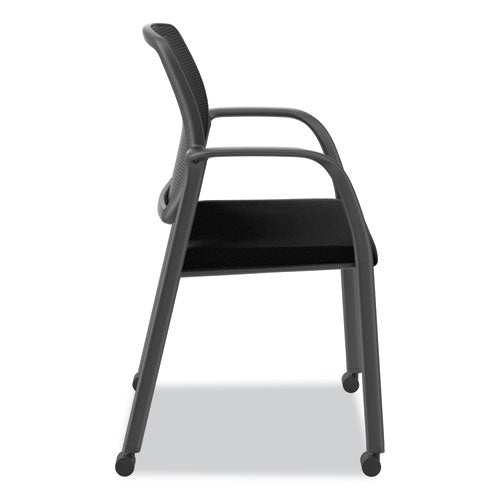 Image of HON® Nucleus Series Recharge Guest Chair, Supports Up to 300 lb, 17.62" Seat Height, Black Seat/Back, Black Base