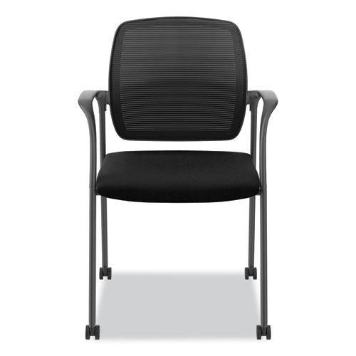 Image of HON® Nucleus Series Recharge Guest Chair, Supports Up to 300 lb, 17.62" Seat Height, Black Seat/Back, Black Base