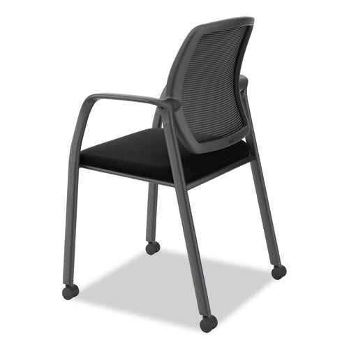 Image of HON® Nucleus Series Recharge Guest Chair, Supports Up to 300 lb, 17.62" Seat Height, Black Seat/Back, Black Base
