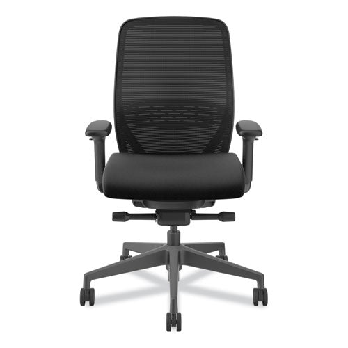 Image of HON® Nucleus Series Recharge Task Chair, Supports Up to 300 lb, 16.63 to 21.13 Seat Height, Black Seat/Back, Black Base