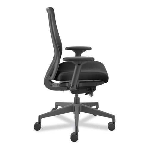 Image of HON® Nucleus Series Recharge Task Chair, Supports Up to 300 lb, 16.63 to 21.13 Seat Height, Black Seat/Back, Black Base