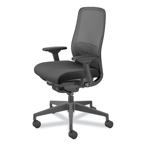 Image of HON® Nucleus Series Recharge Task Chair, Supports Up to 300 lb, 16.63 to 21.13 Seat Height, Black Seat/Back, Black Base