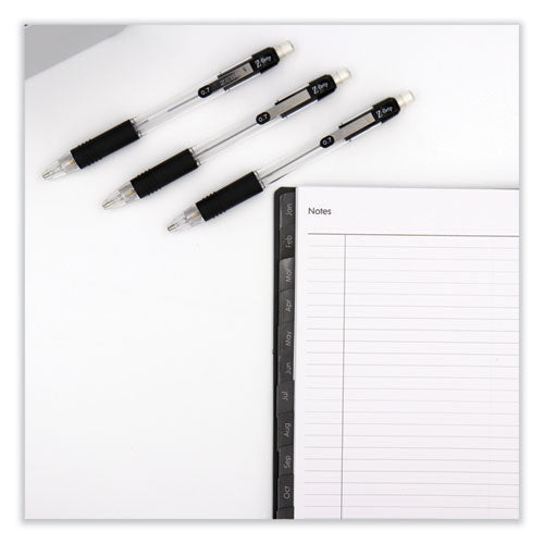 Image of Zebra® Z-Grip Mechanical Pencil, 0.7 mm, HB (#2), Black Lead, Clear/Black Barrel, Dozen