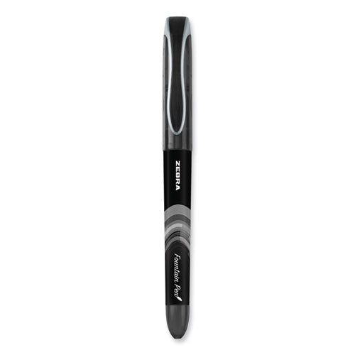 Image of Zebra® Fountain Pen, Fine 0.6 mm, Black Ink, Black/Gray Barrel, 12/Pack