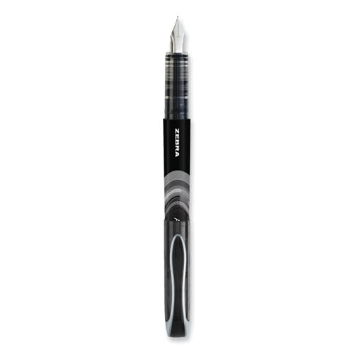 Image of Zebra® Fountain Pen, Fine 0.6 mm, Black Ink, Black/Gray Barrel, 12/Pack
