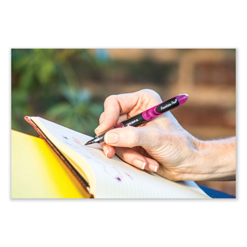 Image of Zebra® Fountain Pen, Fine 0.6 mm, Black Ink, Black/Gray Barrel, 12/Pack