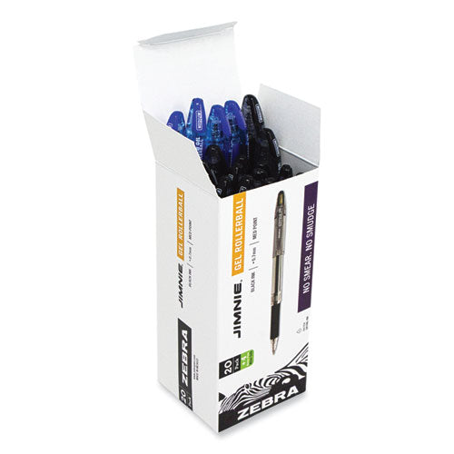 Image of Zebra® Jimnie Gel Pen Value Pack, Stick, Medium 0.7 mm, Black Ink, Clear/Black Barrel, 24/Box