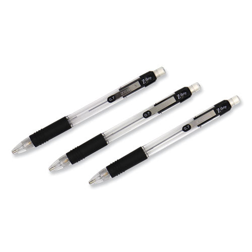 Image of Zebra® Z-Grip Mechanical Pencil, 0.7 mm, HB (#2), Black Lead, Clear/Black Barrel, 24/Pack