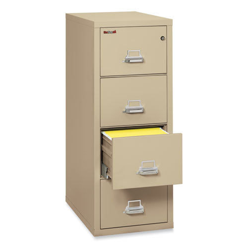 Image of FireKing® Insulated Vertical File, 1-Hour Fire Protection, 4 Legal-Size File Drawers, Parchment, 20.81" X 31.56" X 52.75"