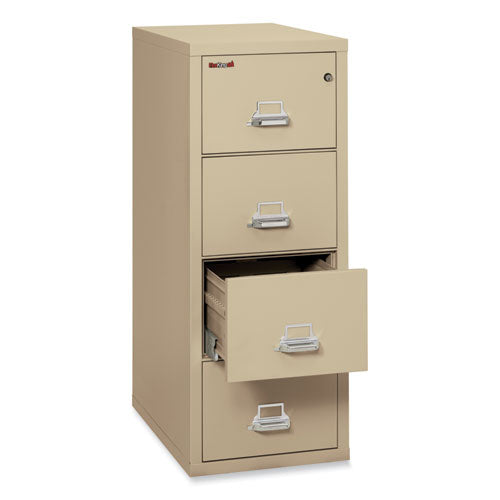 Image of FireKing® Insulated Vertical File, 1-Hour Fire Protection, 4 Legal-Size File Drawers, Parchment, 20.81" X 31.56" X 52.75"