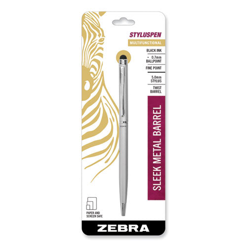 Image of Zebra® Styluspen Twist Ballpoint Pen/stylus, Silver