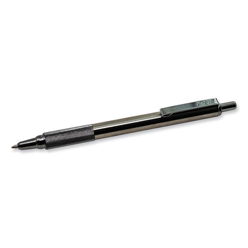 Image of Zebra® F-701 Ballpoint Pen, Retractable, Fine 0.7 Mm, Black Ink, Stainless Steel/black Barrel