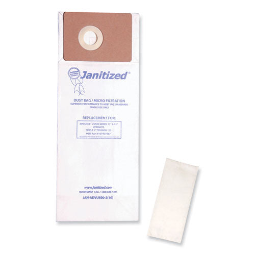 Image of Janitized® Vacuum Filter Bags Designed To Fit Advance Vu500/triple S Triumph, 100/carton