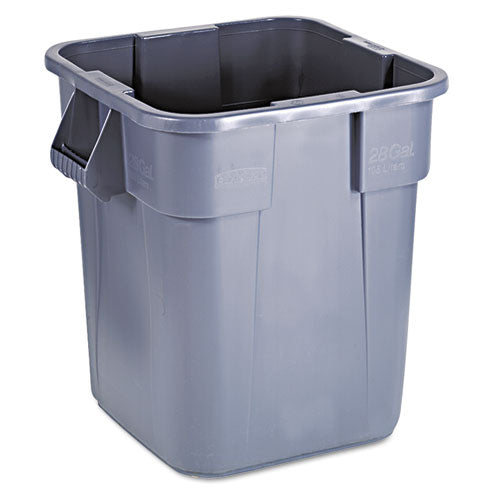 Image of Rubbermaid® Commercial Square Brute Container, 28 gal, Polyethylene, Gray