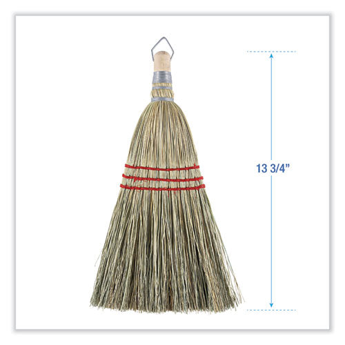 Image of Boardwalk® Corn Whisk Broom, Corn Fiber Bristles, 9" Bristle Length, Yellow, 12/Carton