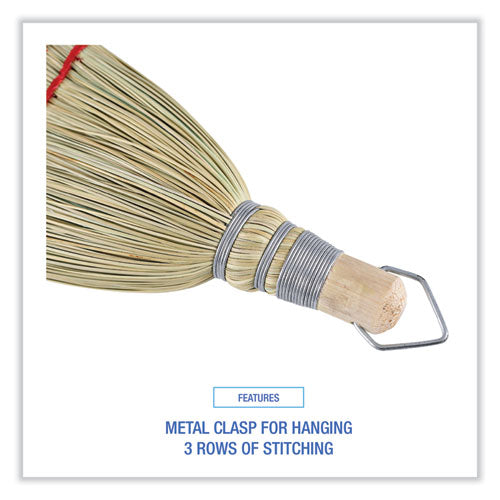 Image of Boardwalk® Corn Whisk Broom, Corn Fiber Bristles, 9" Bristle Length, Yellow, 12/Carton