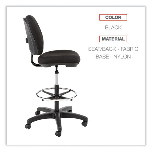 Image of Alera® Alera Interval Series Swivel Task Stool, Supports Up To 275 Lb, 23.93" To 34.53" Seat Height, Black Fabric
