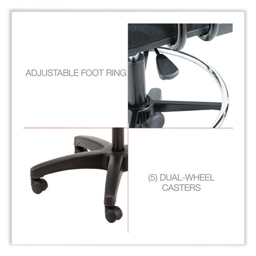 Image of Alera® Alera Interval Series Swivel Task Stool, Supports Up To 275 Lb, 23.93" To 34.53" Seat Height, Black Fabric
