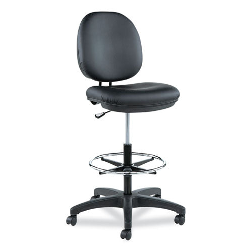 Image of Alera® Alera Interval Series Swivel Task Stool, Supports Up To 275 Lb, 23.93" To 34.53" Seat Height, Black Faux Leather