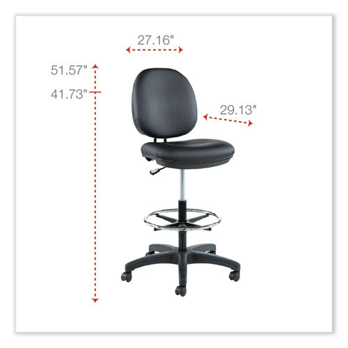 Image of Alera® Alera Interval Series Swivel Task Stool, Supports Up To 275 Lb, 23.93" To 34.53" Seat Height, Black Faux Leather