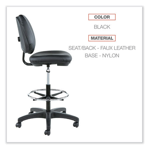 Image of Alera® Alera Interval Series Swivel Task Stool, Supports Up To 275 Lb, 23.93" To 34.53" Seat Height, Black Faux Leather
