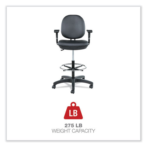 Image of Alera® Alera Interval Series Swivel Task Stool, Supports Up To 275 Lb, 23.93" To 34.53" Seat Height, Black Faux Leather