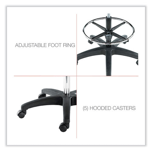 Image of Alera® Alera Interval Series Swivel Task Stool, Supports Up To 275 Lb, 23.93" To 34.53" Seat Height, Black Faux Leather