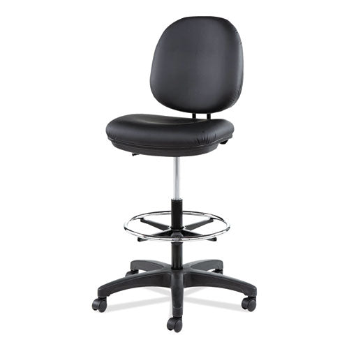 Image of Alera® Alera Interval Series Swivel Task Stool, Supports Up To 275 Lb, 23.93" To 34.53" Seat Height, Black Faux Leather