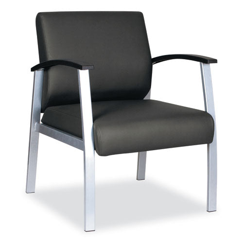 Image of Alera® Alera metaLounge Series Mid-Back Guest Chair, 24.6" x 26.96" x 33.46", Black Seat, Black Back, Silver Base