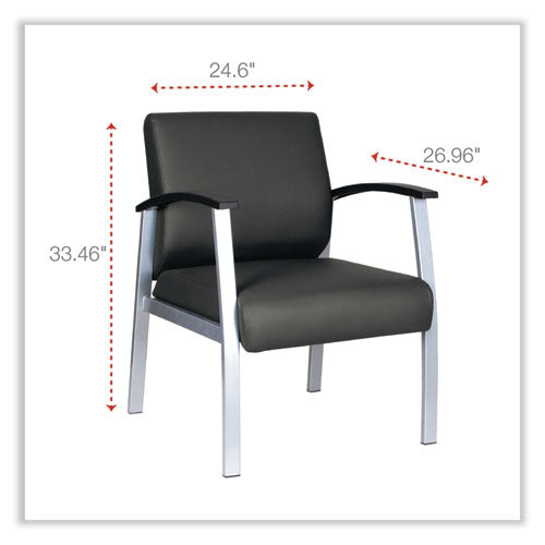 Image of Alera® Alera metaLounge Series Mid-Back Guest Chair, 24.6" x 26.96" x 33.46", Black Seat, Black Back, Silver Base
