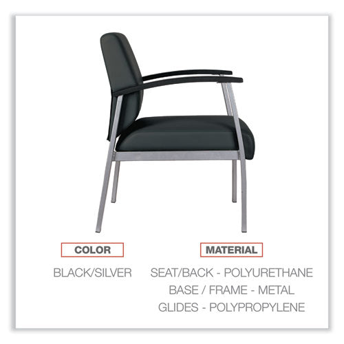 Image of Alera® Alera metaLounge Series Mid-Back Guest Chair, 24.6" x 26.96" x 33.46", Black Seat, Black Back, Silver Base