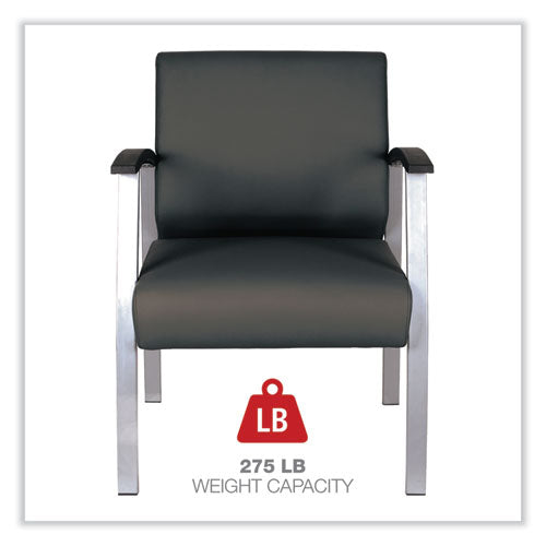 Image of Alera® Alera metaLounge Series Mid-Back Guest Chair, 24.6" x 26.96" x 33.46", Black Seat, Black Back, Silver Base