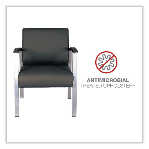 Image of Alera® Alera metaLounge Series Mid-Back Guest Chair, 24.6" x 26.96" x 33.46", Black Seat, Black Back, Silver Base