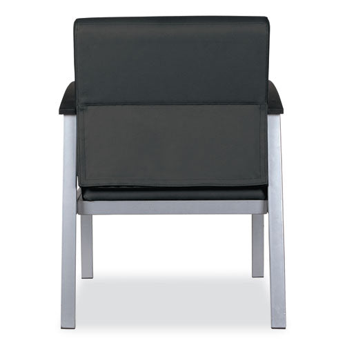 Image of Alera® Alera metaLounge Series Mid-Back Guest Chair, 24.6" x 26.96" x 33.46", Black Seat, Black Back, Silver Base