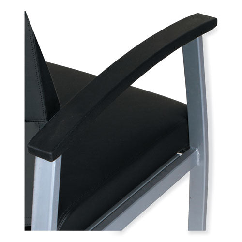 Image of Alera® Alera metaLounge Series Mid-Back Guest Chair, 24.6" x 26.96" x 33.46", Black Seat, Black Back, Silver Base