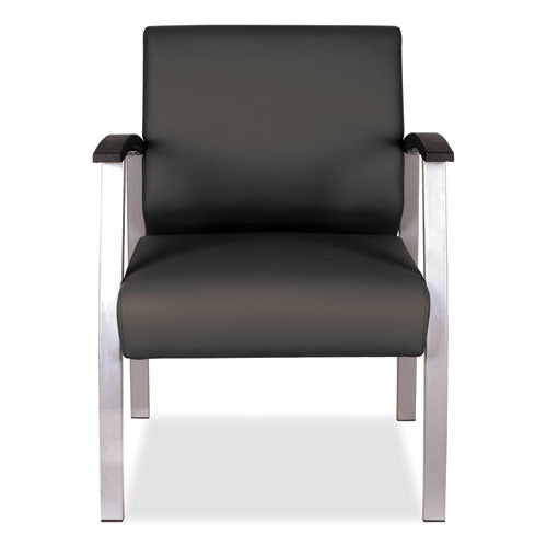 Image of Alera® Alera metaLounge Series Mid-Back Guest Chair, 24.6" x 26.96" x 33.46", Black Seat, Black Back, Silver Base