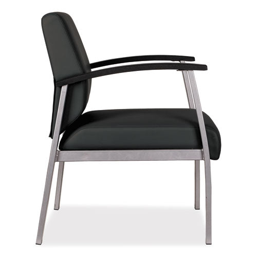 Image of Alera® Alera metaLounge Series Mid-Back Guest Chair, 24.6" x 26.96" x 33.46", Black Seat, Black Back, Silver Base