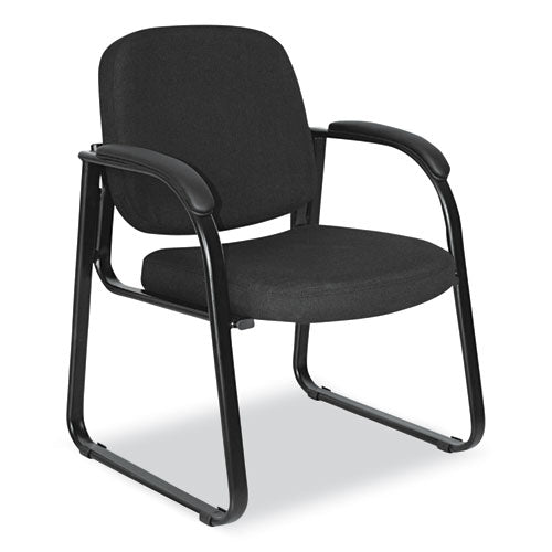 Image of Alera® Alera Genaro Series Fabric Half-Back Sled Base Guest Chair, 25" x 24.80" x 33.66", Black Seat, Black Back, Black Base