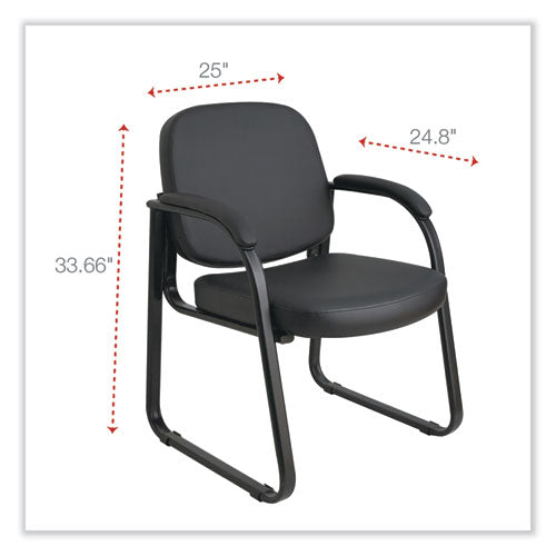 Image of Alera® Alera Genaro Series Fabric Half-Back Sled Base Guest Chair, 25" x 24.80" x 33.66", Black Seat, Black Back, Black Base