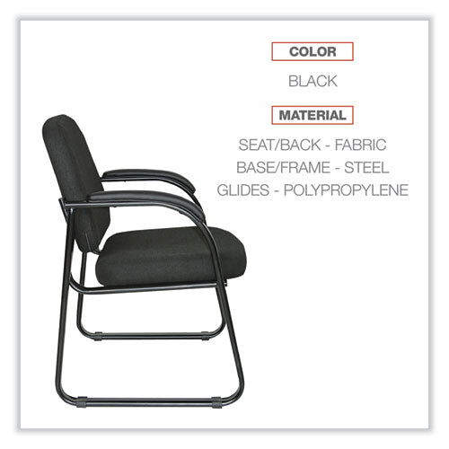 Image of Alera® Alera Genaro Series Fabric Half-Back Sled Base Guest Chair, 25" x 24.80" x 33.66", Black Seat, Black Back, Black Base